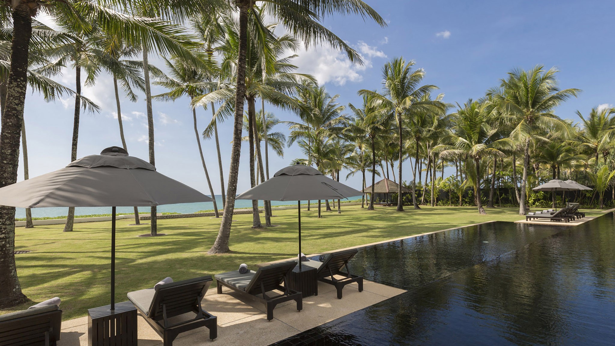 Swimming pool at Shanti Villa, a luxury 6 bedroom beach front villa located in Jivana private estate, Phang Nga, Thailand