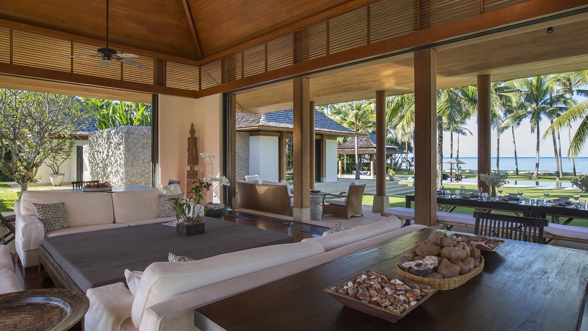 Living room at Shanti Villa, a luxury 6 bedroom beach front villa located in Jivana private estate, Phang Nga, Thailand