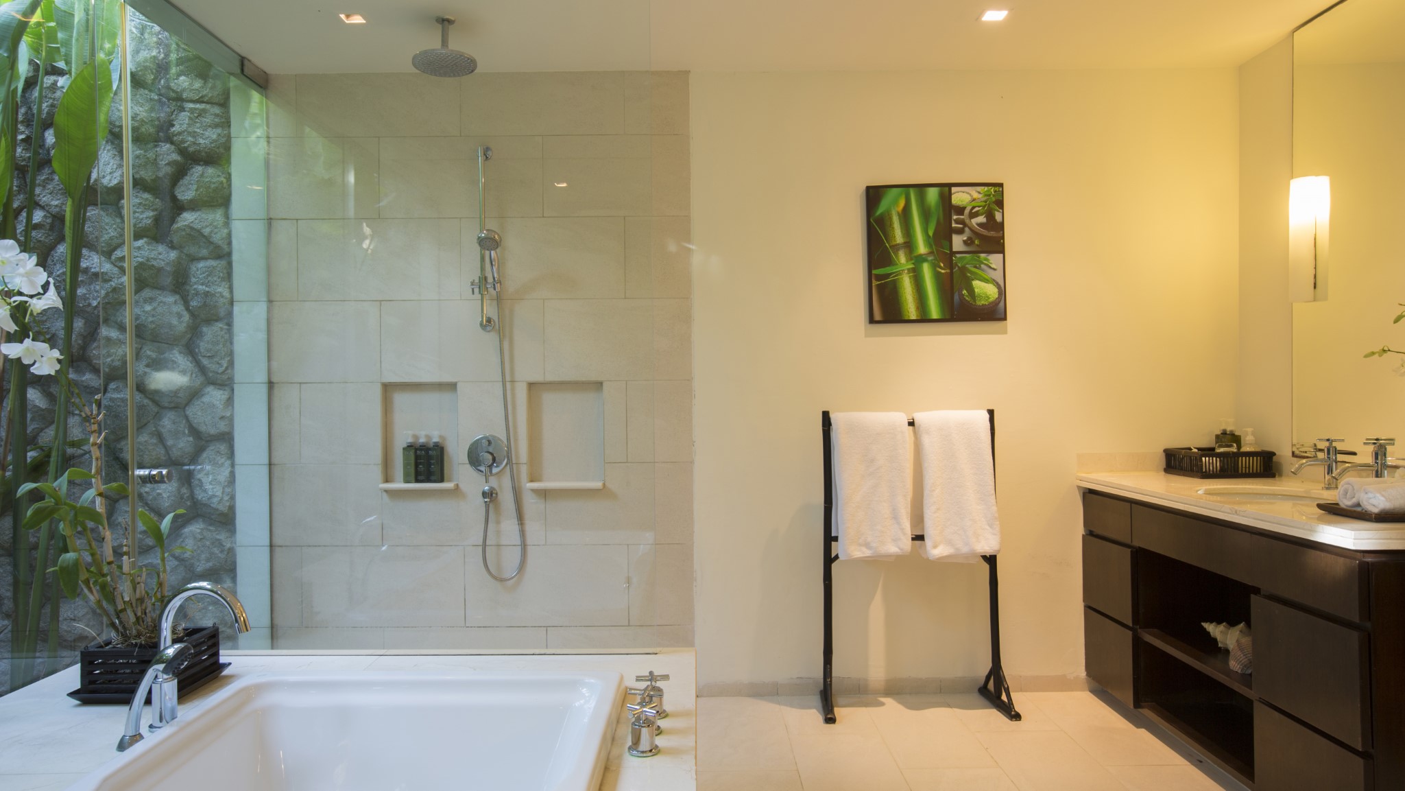 Bathroom at Shanti Villa, a luxury 6 bedroom beach front villa located in Jivana private estate, Phang Nga, Thailand