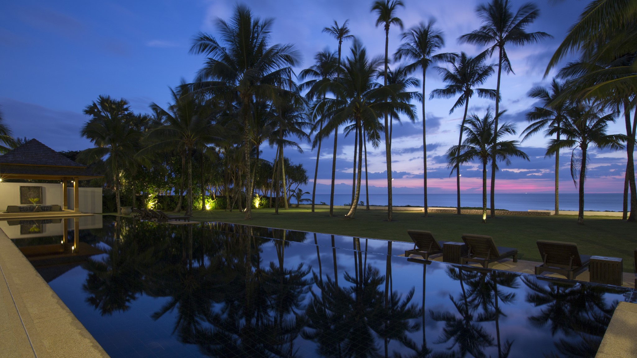 Swimming pool at Shanti Villa, a luxury 6 bedroom beach front villa located in Jivana private estate, Phang Nga, Thailand